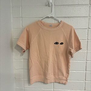 Clare V eye short sleeve sweater top in pink